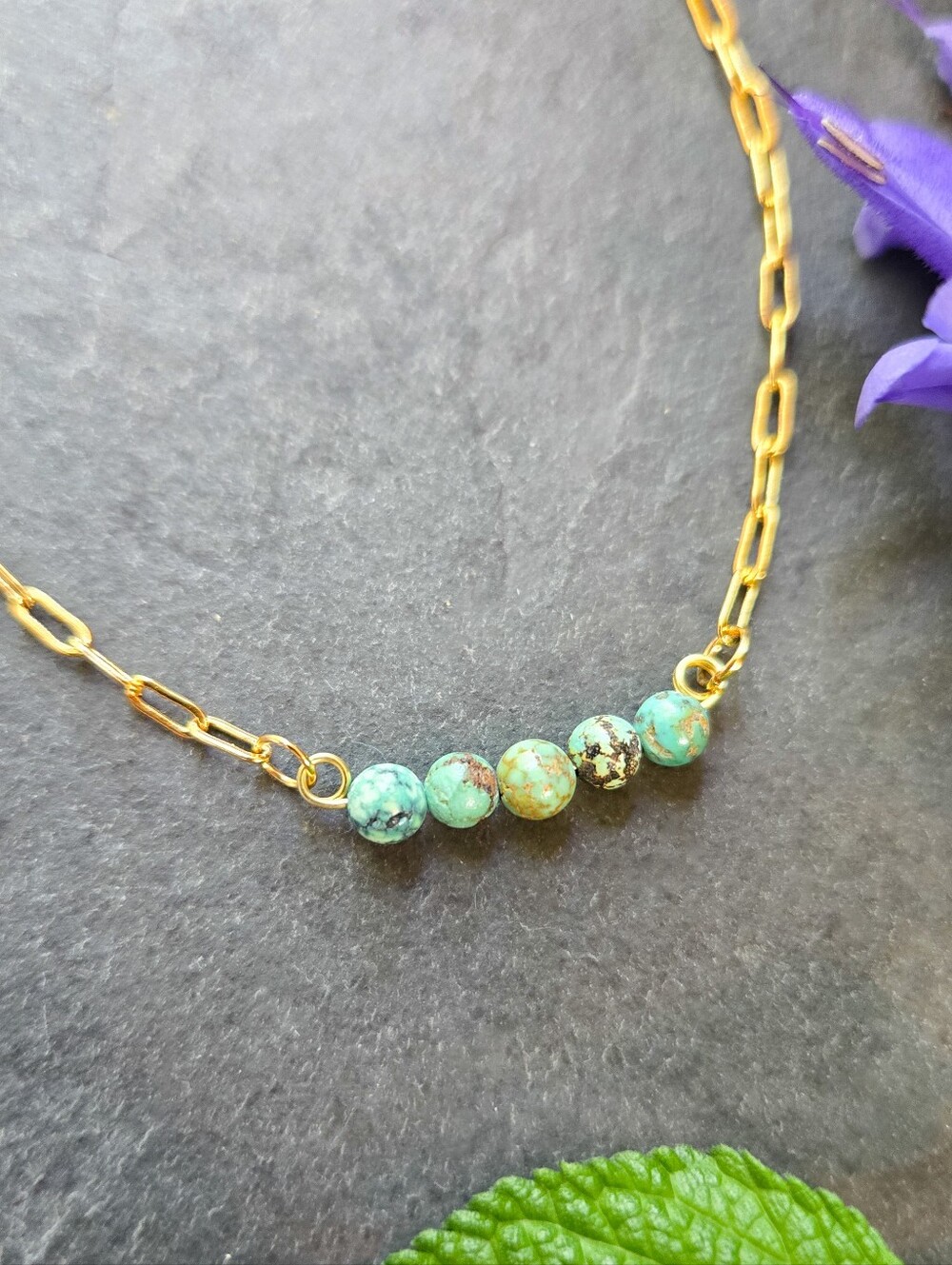 NWT Turquoise 24k Gold-Plated Paperclip Bracelet🌳